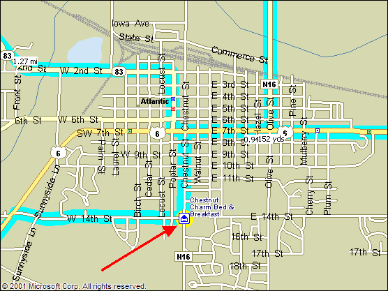 Street map to Chestnut Charm Bed & Breakfast